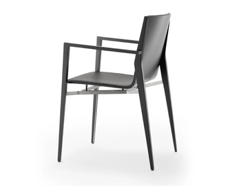 TENDO - Upholstered leather chair with armrests by Rosconi - view 2