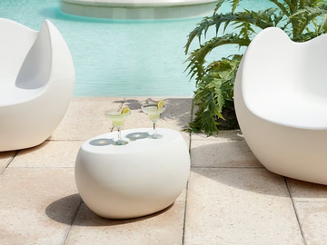 BLOS LOW TABLE - Oval polyethylene garden side table by SLIDE - view 3