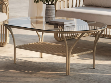 ELISA - Oval wood and glass high side table by SNOC - view 2