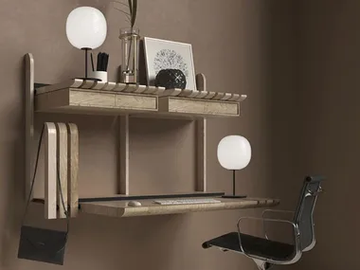 GATE - Wall mounted ash secretary desk with drawers by SVITANOK - view 2
