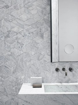 STILETTO - Wall-mounted rectangular marble washbasin by Salvatori - view 3