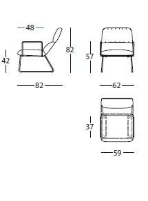 ELLE - Sled base fabric armchair with armrests by Sancal - view 3