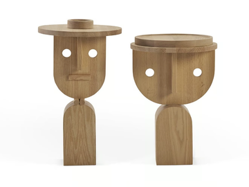 FACES - Round oak coffee table by Sancal - view 2