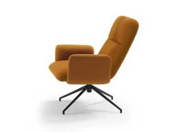 ELLE - Trestle-based fabric armchair with armrests by Sancal - view 3