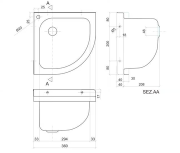 2011 - Corner single stainless steel washbasin by Saniline - view 3