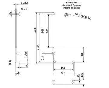 270-I - L-shaped steel grab bar with spray by Saniline - view 3