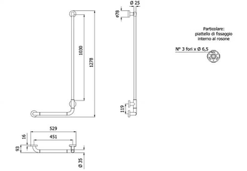 270-NY - Fixed L-shaped extruded aluminium grab bar with spray by Saniline - view 3