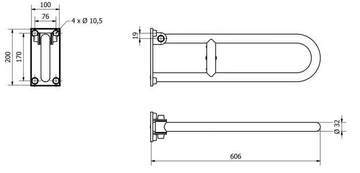 600-I - U-shaped folding steel grab bar by Saniline - view 3