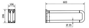 600/830-NY - U-shaped folding extruded aluminium grab bar by Saniline - view 3