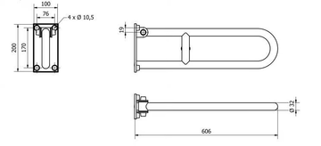600N/830N-NX - U-shaped folding stainless steel grab bar by Saniline - view 3