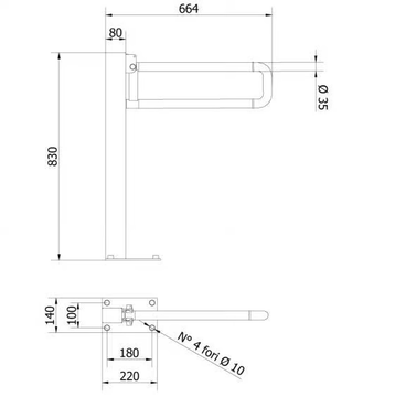 650/850-NY - Folding aluminium grab bar by Saniline - view 3