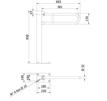 650-SF - U-shaped folding steel grab bar by Saniline - view 3