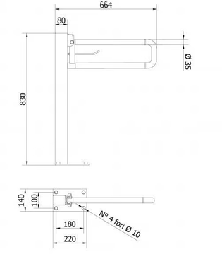660/860-NY - Folding aluminium grab bar by Saniline - view 3