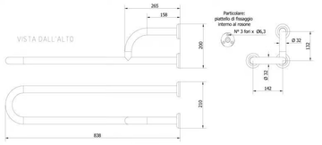 832-I - U-shaped fixed steel grab bar by Saniline - view 3