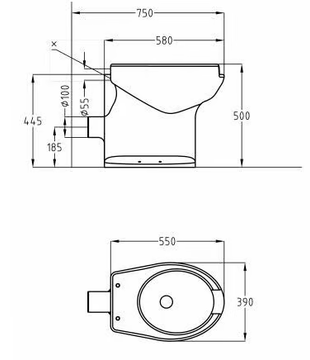 BASIC - Floor mounted Vitreous China toilet for disabled with bidet by Saniline - view 3