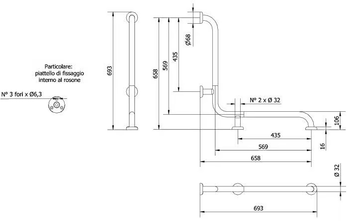 120-NX - Fixed L-shaped stainless steel grab bar by Saniline - view 3