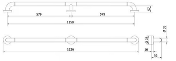 M120/150-NY - Fixed aluminium grab bar by Saniline - view 3
