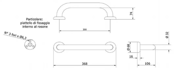 M30/45/60/90/120-NX - Fixed stainless steel grab bar by Saniline - view 3