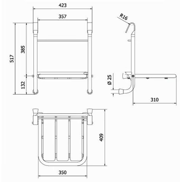SDA - Powder coated steel shower Seat / bath-tub seat by Saniline - view 3