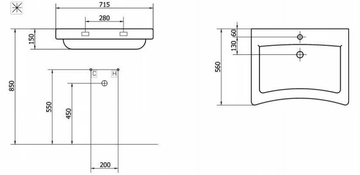 STYLE 47 - Vitreous China washbasin for disabled by Saniline - view 3