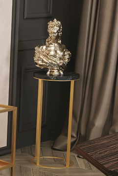UNIQO - Round Nero Marquina marble high side table by Scandal - view 3