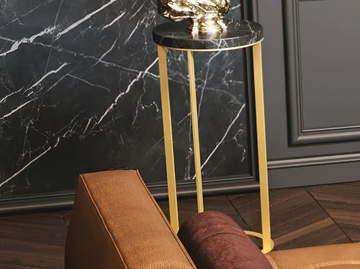 UNIQO - Round Nero Marquina marble high side table by Scandal - view 2