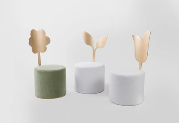 GIARDINO BOTANICO - Upholstered round fabric pouf by Secolo - view 3