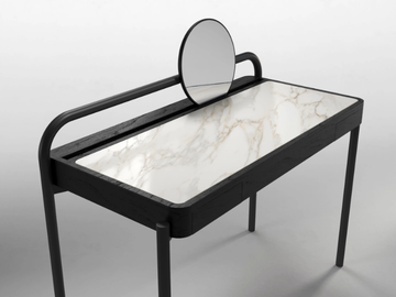 ROLL - Walnut and brass vanity table by Secolo - view 3