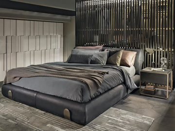 DUNE - Upholstered leather double bed by Shake - view 3