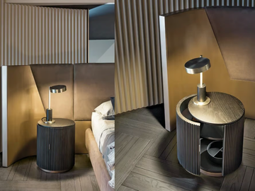 HEGE - Round wooden bedside table by Shake - view 3