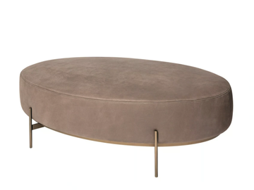 SOHO - Upholstered oval leather pouf by Shake - view 2