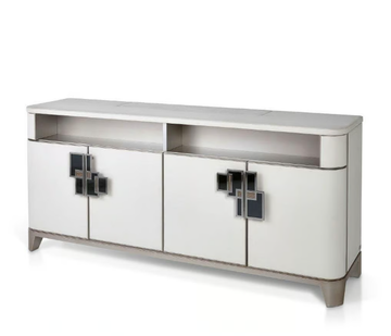 DONGIOVANNI - Leather TV cabinet with doors by Sicis - view 3