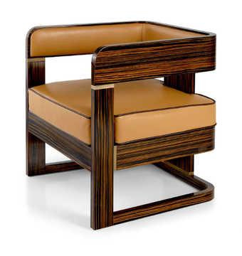 OLIMPIA - Leather easy chair with armrests by Sicis - view 3