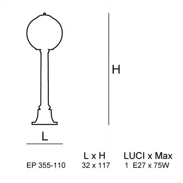 SFERA EP 355 - Murano glass garden lamp post by Siru - view 3