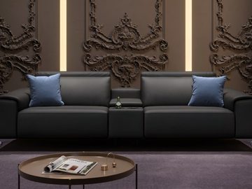 BELLA KINO - 2 seater leather sofa with footstool by Sofanella - view 3