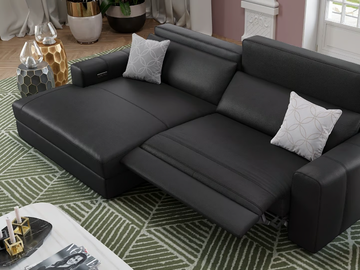 CAPRI - Leather sofa with chaise longue by Sofanella - view 3