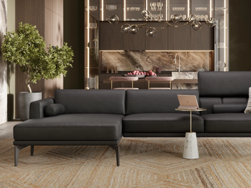 SALERNO - Leather sofa with chaise longue by Sofanella - view 3