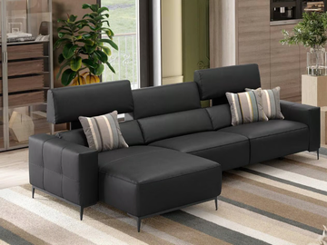 TOLEDO - Leather sofa with chaise longue by Sofanella - view 3