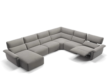 MERIDA - Corner fabric sofa with chaise longue by Sofanella - view 2