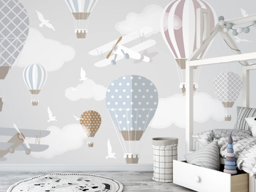 AIRPLANES AND BALLOONS - Landscape kids wallpaper by Studijo - view 2