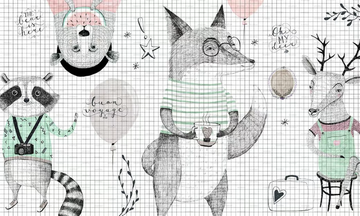 FOX AND FRIENDS - Pop art kids wallpaper by Studijo - view 3