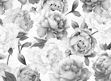 PEONIES BLACK AND WHITE - Wallpaper with floral pattern by Studijo - view 3