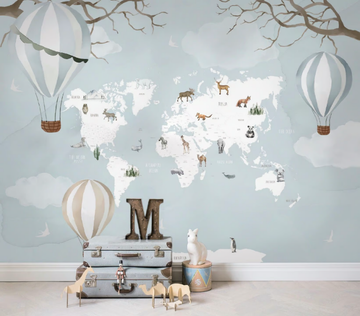 WORLD MAP - WATERCOLUOR - Motif kids wallpaper by Studijo - view 3