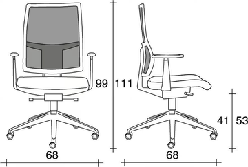 ALLYNET 1767 - Mesh office chair with castors with armrests with 5-Spoke base by TALIN - view 3