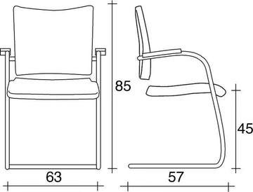 AVIAMID 3418 - Cantilever fabric reception chair with armrests by TALIN - view 3