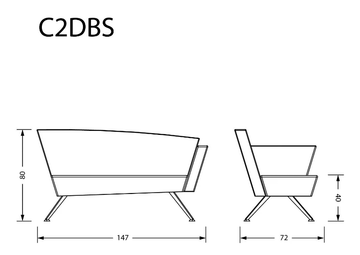 C2 DBS - Fabric small sofa by TALIN - view 3
