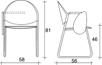 DELFI 082 TDX - Sled base fabric training chair with armrests with writing tablet by TALIN - view 3