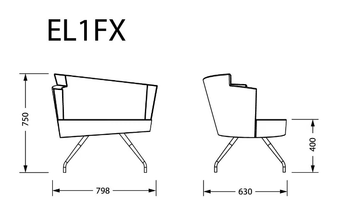 EL 1 FX - Upholstered trestle-based fabric easy chair with armrests by TALIN - view 3