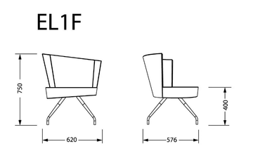 EL 1F - Upholstered trestle-based fabric easy chair with armrests by TALIN - view 3