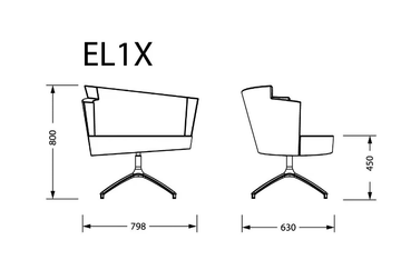 EL 1X - Upholstered with 4-spoke base fabric easy chair with armrests by TALIN - view 3